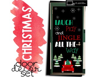 Jingle All the Way Classroom Door Christmas Bulletin Board December Door December Door Themed Decor Kit Holiday Bulletin Board