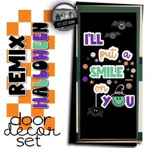 Halloween Remix Door Decor Kit October Vibes Bulletin Board I&#39;ll Put a Smile on You Halloween Bulletin Board October Door Decor