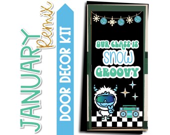 Our Class is Snow Groovy January Door Themed Decor Kit Winter Bulletin Board December Classroom Door January Bulletin Board