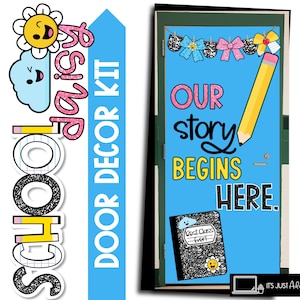 Back to School Composition Notebook Door Decor Composition Book Bulletin Board School Daisy Door Our Story Starts Today