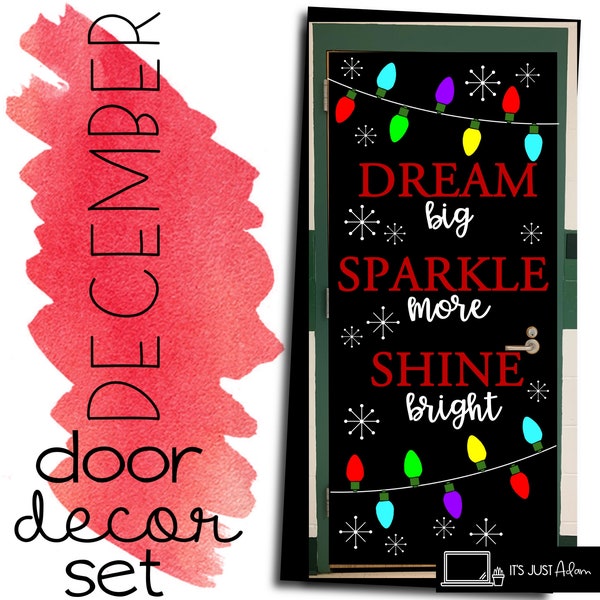 Dream Big Sparkle Mehr Glanz Helle Dezember Tür Weihnachtstür Urlaub Pinnwand Weihnachten Pinnwand Urlaub Klassenzimmer Tür