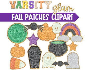 Halloween Smiley Face Clip Art Varsity Glitter Letter Patch October Glam Clipart