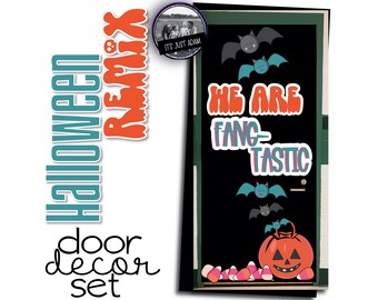 Halloween Remix Door Decor Kit October Boho Modern Bulletin Board We Are Fantastic Halloween Bulletin Board October Door Decor