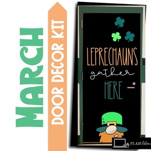 St. Patrick&#39;s Day Door Leprechaun Door March Bulletin Board Boho Farmhouse Door Themed Decor St. Patrick&#39;s Day Spring Bulletin Board Kit