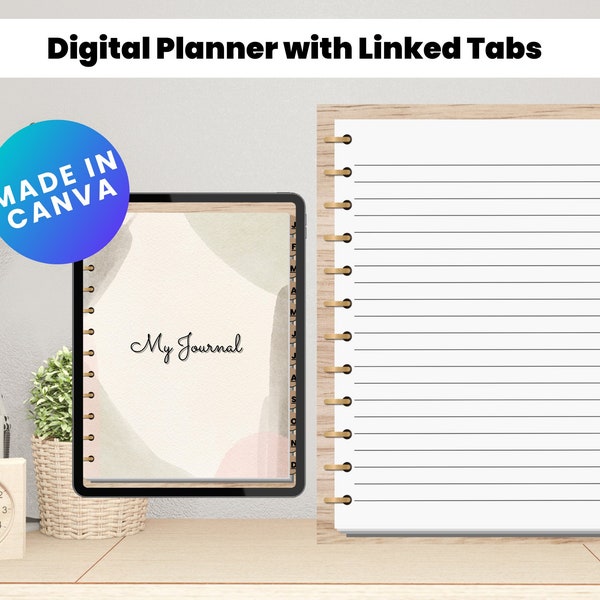 Undated Digital Journal with Hyperlinked Tabs for Each Month Aesthetic Minimalist Digital Journal for the Year Digital Notebook and Journal