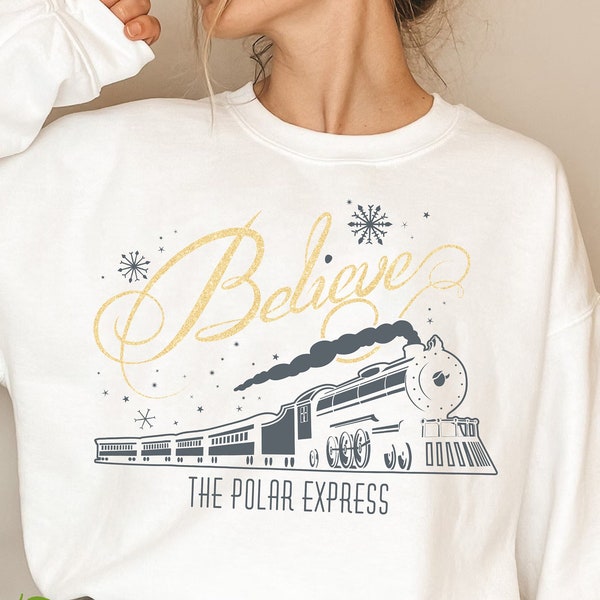 Polar Express Glitter Sweatshirt, Christmas Movie Shirt Christmas Shirt, Family Holiday Shirt, Christmas Gift For Family Vacation Tee