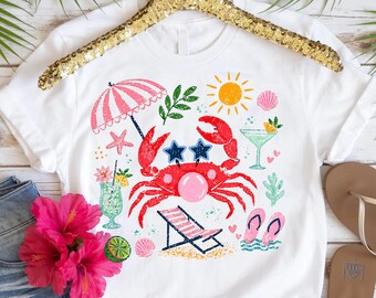 Funny Crab Graphic Summer Shirt, Beach Trip Family Shirts, Beach Vibes Women Man Shirt