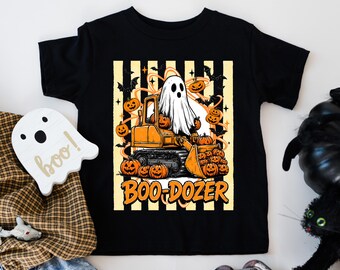 Boo Dozer Halloween Shirt, Spooky Season Kids Toodler Halloween Shirt, Construction Pumpkin Graphic Tee, Halloween Excavator Shirt
