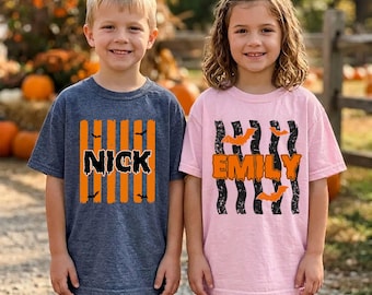 Custom Halloween Name Shirt For Kids, Personalized Spooky Kids Toddler Tee, Halloween Alphabet Name Shirts