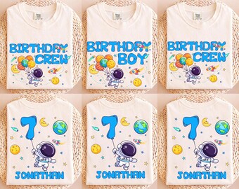Astronaut Kids Birthday Shirt, Custom Galaxy Themed Birthday Party Tees, Kids Toddler Space Birthday Tee, Birthday Boy Space T-Shirt