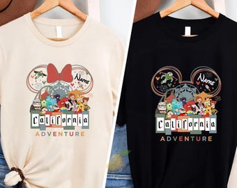 Personalized Disney California Adventure Shirt, Disneyland Family Vacation Tees, Disney Couples Group Shirt, Custom Name Mickey Minnie Tees
