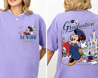 Comfort Colors Personalized Two sided Disney Graduation 2026 Senior Trip Shirt, Mickey & Friends Grad Squad Shirt, Class of 2026