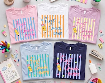 Personalized First Grade Comfort Colors Teacher Team Shirt, Custom Back to School Teacher Shirt, Group Teacher Gift Tee