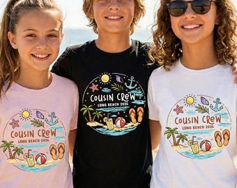 Personalized Cousin Beach Vacation Graphic Tee, Custom Cousin Beach Trip Matching Shirt, Summer Group Outfit