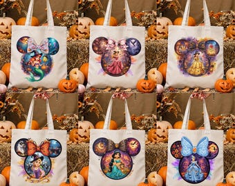 Cute Disney Princess Tote Bag, Halloween Candy Bag for Girls, WDW Snacks Tote Bags, Disneyland Trip Tote Bag