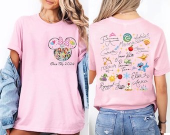 Disney Princess Shirt, Disney Princess Signature Sketch Shirt, Watercolor Castle Princess Tee, Disneyland Family Trip Tees