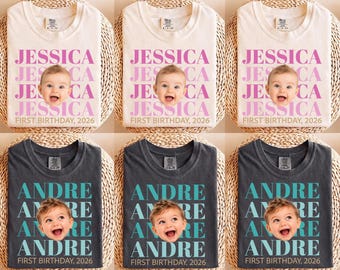 Custom Face Birthday Shirt, Personalized Photo First Birthday Family Matching Shirt, Family Group Birthday Party Tee