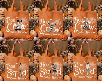 Custom Disney All Characters Halloween Tote Bag, Boo Crew Disney Trip Tote Bag, Disneyland Halloween Squad Gift