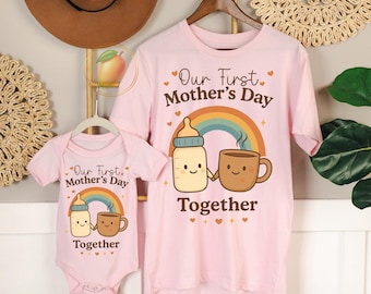 Personalised Matching Our First Mothers Day Shirt, 1st Mother Day Gift, Matching Mommy and Baby Shirt, Mama Mini Couple Tees, New Mom Gift