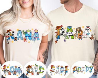 Personalized Toy Story Grandma Grandpa Shirt, Disneyland Nana Papa Grandparents Shirt, Family Matching Birthday Shirt