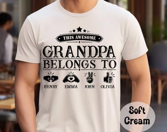 Custom Grandkids Name Shirt, Personalized Grandpa Shirt, Papa Pop-Pop Granddady Tee, Father's Day Gift