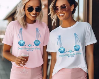 Personalized Bachelorette Seashell Shirt, Custom Beach Party Group Shirt, Girls Summer Trip Shirts, Bride Bridesmaid Gift