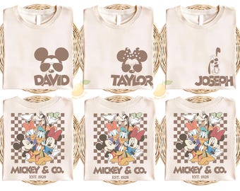 Custom Disney Family Vacation Shirt, Retro Mickey and Friends Shirt, Retro Disney Trip Shirt, Checkered Mickey Shirt