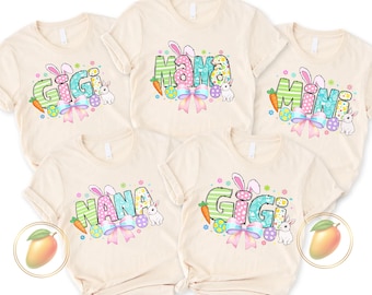 Custom Mama Mini Easter Shirt, Gigi Nana Mama Mini Spring Holiday Shirt,  Easter Bunny Group Tees