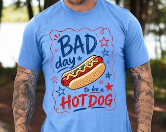 Bad Day to Be a Hotdog Shirt, Labor Day Shirt, Striped Patriotic Man Shirt, Fourth of July HotDog Shirts, Fathers Gift