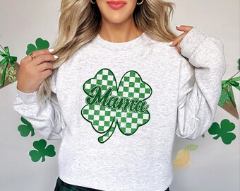 Mama St Patrick's Day Sweatshirt, Cute St Patricks Day Irish Mama Sweatshirt, Lucky Sweatshirt, Irish Day Gift, Shamrock Sweatshirt