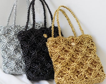 Evening Bress Knitted Bag, Evening Bag, Stylish Women's Bag, Wedding Bag,Crochet Bag,Shiny Bag Special Occasion Bag,gift