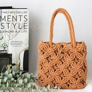 Dahlia Mini Knitting Bag Knitted Stylish Bag Crochet Bag Women Clutch Bag Personalized Crochet Clutch Easter & Mother's Day Gifts caramel