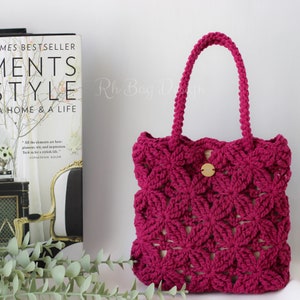 Dahlia Mini Knitting Bag Knitted Stylish Bag Crochet Bag Women Clutch Bag Personalized Crochet Clutch Easter & Mother's Day Gifts zdjęcie 8