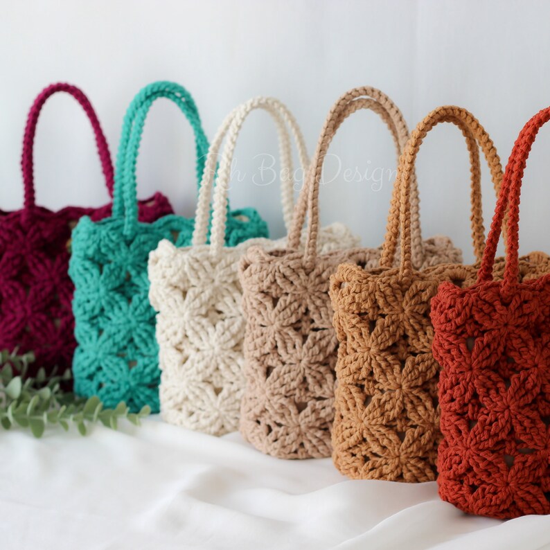 Dahlia Mini Knitting Bag Knitted Stylish Bag Crochet Bag Women Clutch Bag Personalized Crochet Clutch Easter & Mother's Day Gifts zdjęcie 3