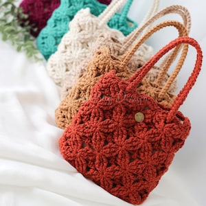 Dahlia Mini Knitting Bag Knitted Stylish Bag Crochet Bag Women Clutch Bag Personalized Crochet Clutch Easter & Mother's Day Gifts image 2