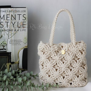 Dahlia Mini Knitting Bag Knitted Stylish Bag Crochet Bag Women Clutch Bag Personalized Crochet Clutch Easter & Mother's Day Gifts cream