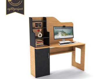 Desk Shelf Woodworking plans Dxf File Study Desk Cnc for home decor wood Cnc furniture plans shelf INSTANT DOWNLOAD