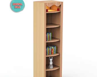 Wooden Bookshelf Cnc Plan file Oak Shelf design Home decor Small bookshelf Digital plan file Modern bookshelf Cnc router project Wood craft