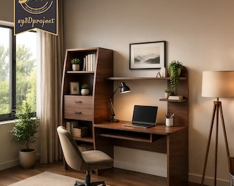 Houten bureau met plank CNC-meubelplannen; 18 mm multiplex studietafel houtbewerkingsplannen - boekenkast dxf bouwplan voor cnc-router - dxf pdf
