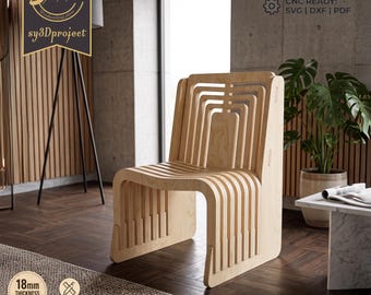 Modern Parametric Chair CNC Plans | Interlocking Wooden Chair | DIY Furniture Plans | Laser Cut Chair | Dxf Svg Pdf