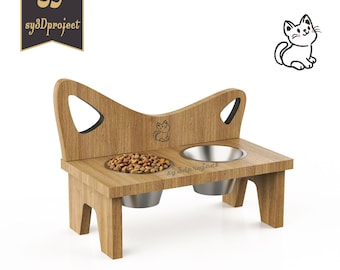 Personalized Cat Bowl Stand CNC Files: Pet Food Station Plans (Digital Download) - Cnc Cutting Dxf File Wooden Dog Feed Stand