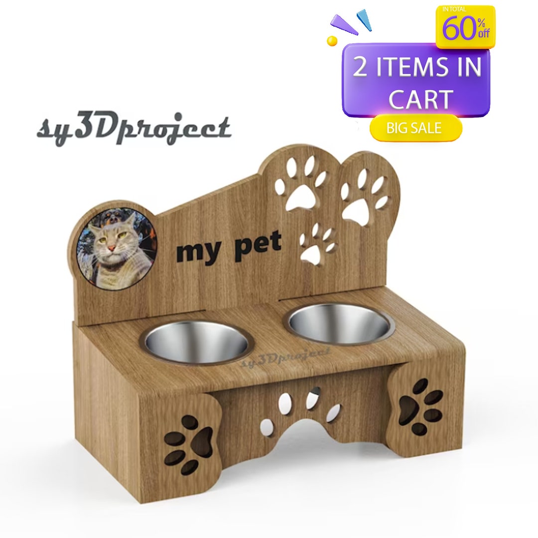 Raised Cat Bowl Stand CNC File for Cat Bowl Stand Laser Svg Cnc Plans