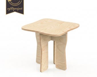 CNC Furniture Files, Plywood Side Table Plans, Laser Cut DXF SVG, Flat Pack Stool Vector, Digital Download for Cnc Router, 18mm Plywood plan