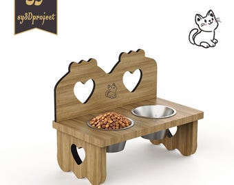 Wooden Cat Feeder Stand CNC Files: Pet Bowl DIY Project (Digital Download)