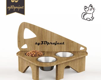 CNC Cat Bowl Stand: Raised Pet Feeder, Laser Cut File (Digital)