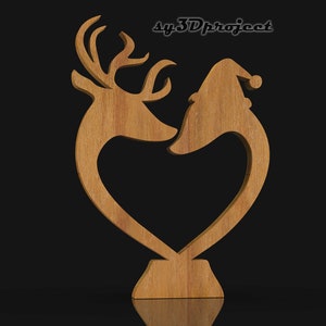 Holzdekor-Statue für Valentinstag CNC-Fräser-Datei Home Decor Statue-Datei für Laser-Schnitt-Hirsch-Statue Liebes-Dekor-Valentinstag-Geschenk-Svg