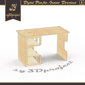 Digital CNC Student Desk Plan – Plywood Study Table Laser File  – Dxf Pdf Files for Cnc Router | DIY Furniture Plans - Cnc Cutting file