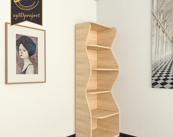 Bookshelf CNC Plan – Wooden Wall Shelf Design, Home Decor Bookcase DXF File, Cnc Router Cut File, Digital PDF Dıy Project