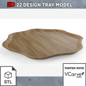 22 Wooden Tray Cnc STL pack - Serving Tray Cnc Stl Files- Woodworking plan for Cnc Router - 3D 2D Svg bundle file