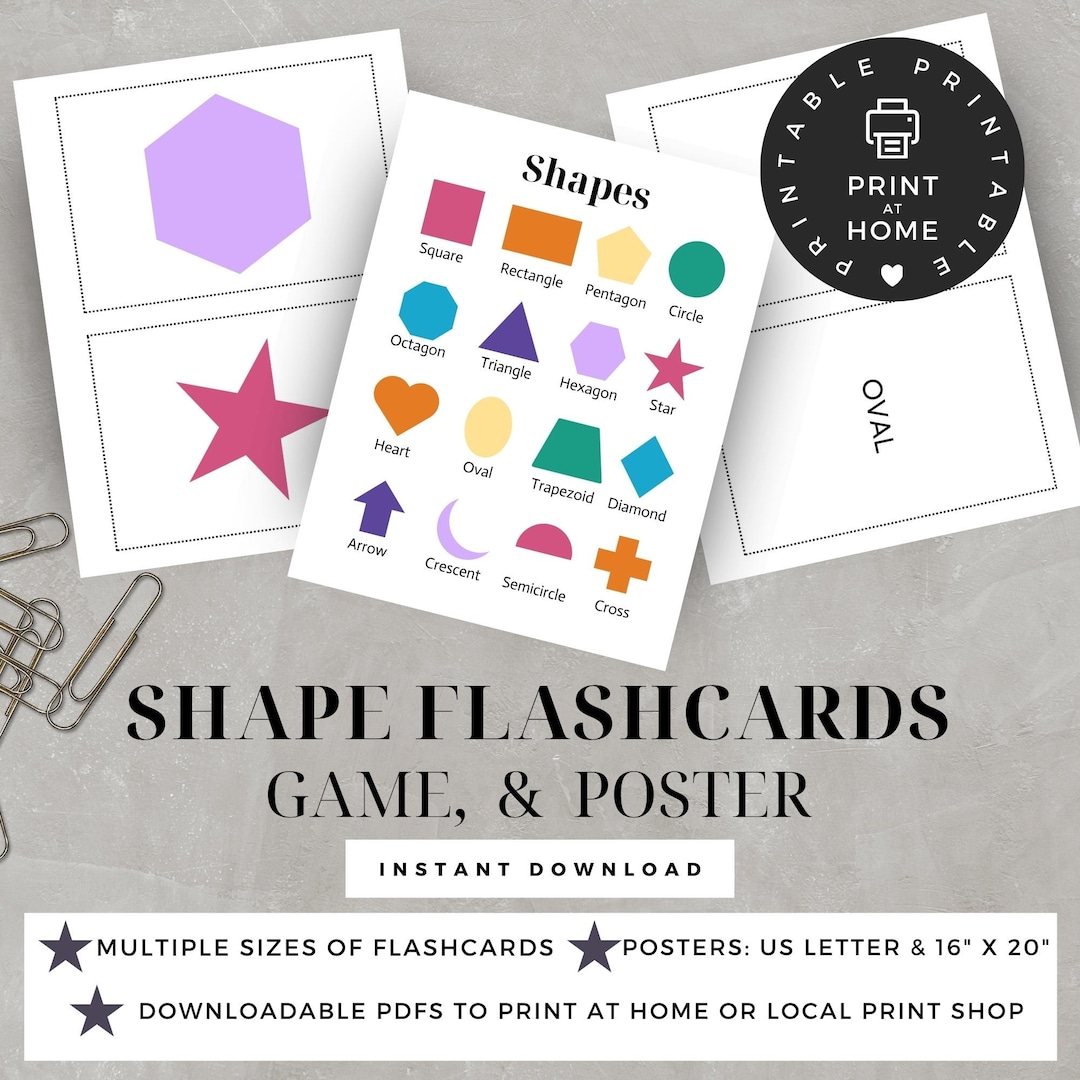 Shape Flashcards Educational Activities for 3 Year Olds Etsy